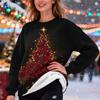 Women's Casual Fashion Round Neck Plus Velvet Thickened Christmas Print Sweatshirt