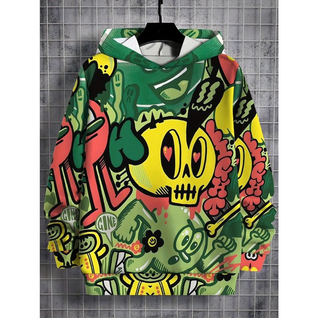 3D Digital Printed Street Graffiti Style Hooded Sweatshirt, Fashionable and Trendy Casual Children's Clothing, Perfect Gift