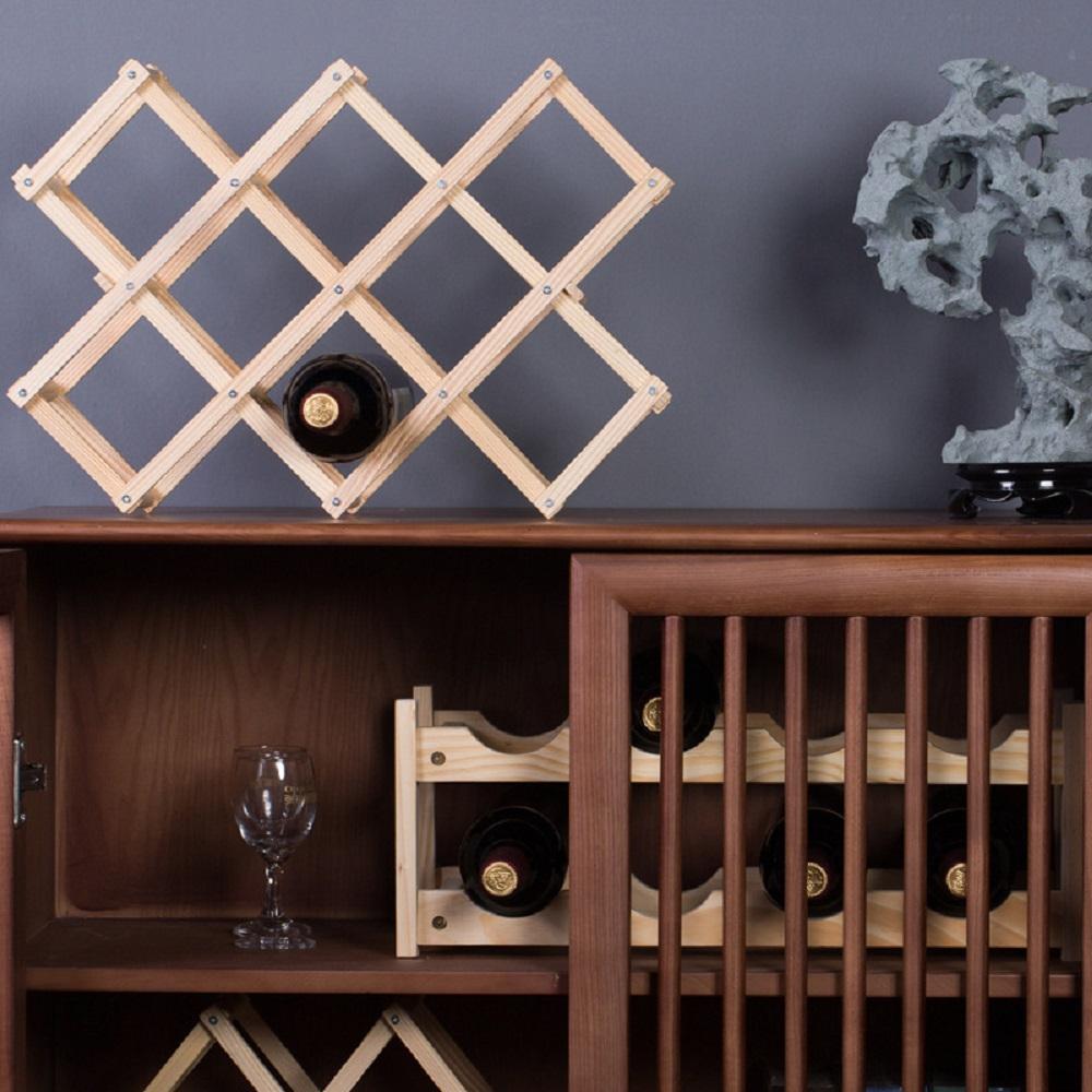 Wooden Wine Rack Holders Folding Red Wine Bottle Display Storage Racks Cabinet Wine Bottle Organizer For Bar 3/6/10 Bottle