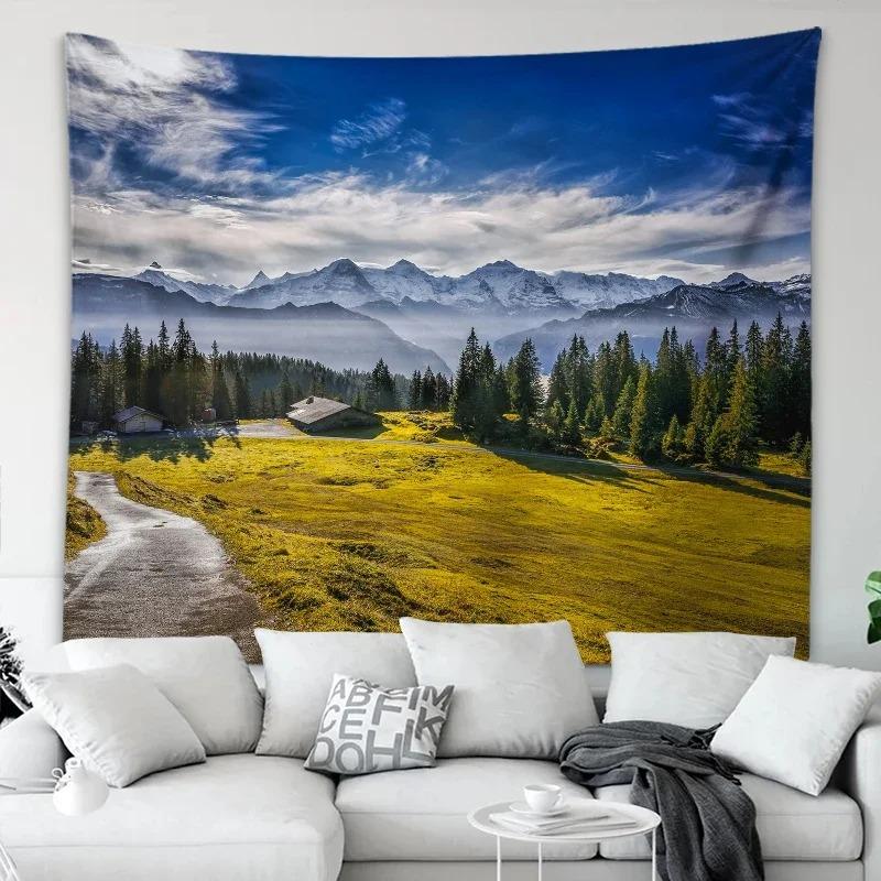 Natural Mountain Lake View Wall Decoration Tapestry Home Living Room Tapestry