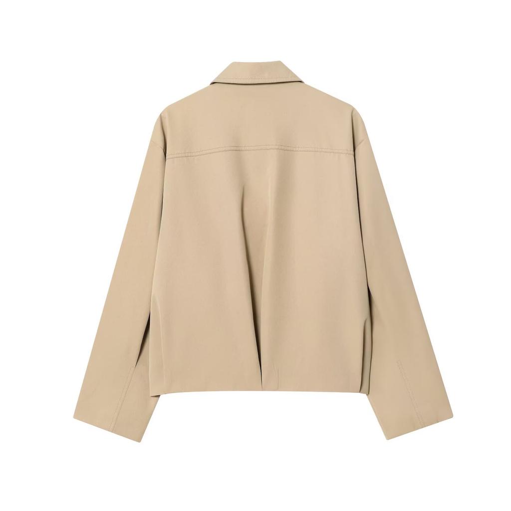 Women's Solid Color Fashionable Sleeve Long Sleeved Zipper Casual Top  Jacket Jacket