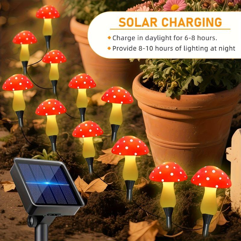 8 Head Solar Mushroom Lights Stake Garden Decor, Festive Christmas Fairy Lights for Outdoor Yard, Wedding Party Atmosphere