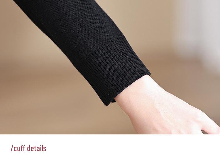 Stylish Spring/Autumn Knit Sweater: Faux Two-Piece Design for Middle-Aged Women