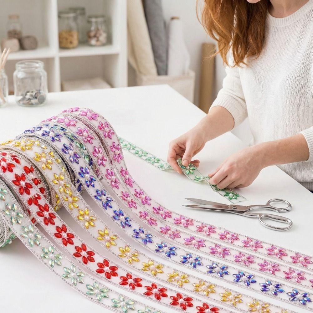 Apparel Accessory Colorful Rhinestone Chain AB Color Horse Eye Hot Fix Tape DIY Hot Melt Resin Rhinestone Dance Wear