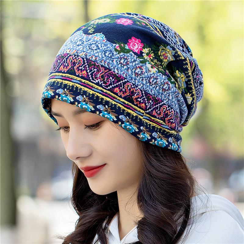 Unisex Beanie Scarf 2-in-1 Ethnic Print Knit Hat with Neck Warmer - Windproof Stretchable Cap for Winter -30°C Cold Proof