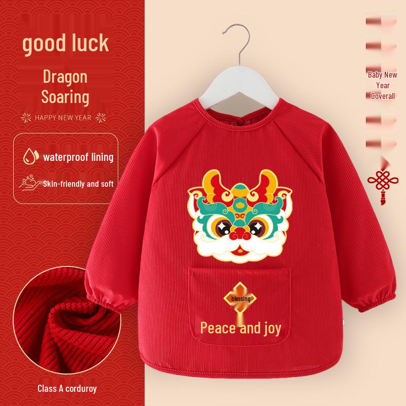 Waterproof Stain-Proof Baby Coveralls: Stylish Long Sleeve Infant Outerwear for Boys & Girls - Perfect for Autumn, Winter, and Chinese New Year.