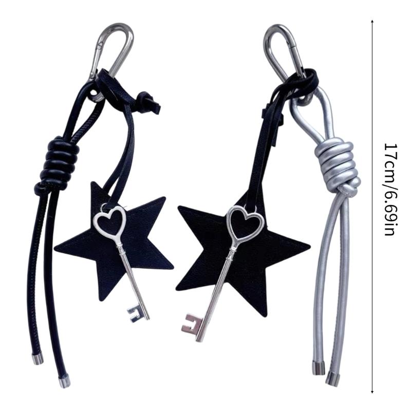 Trendy PU Leather Star Pendant Keychain Stylish Braided Rope Key Holder Handmade Colorful Keyring for Fashion Lovers