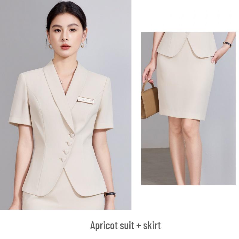 Elegant Women's Summer Suit: Professional Two-Piece Skirt Set for Salon Work