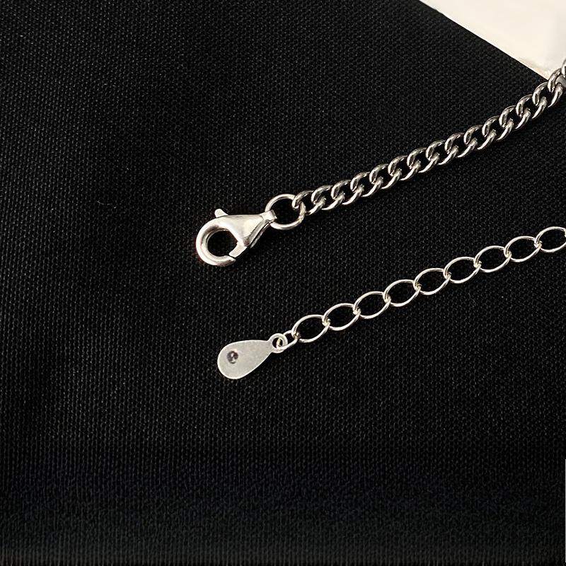 Thai Old Retro Heavy Industry English Letter Cylindrical Necklace Cuban Chain Men and Women Fashion