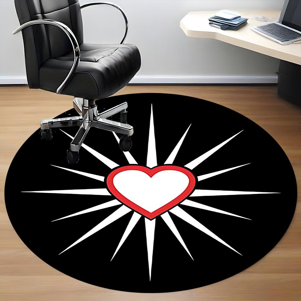 1PC Heart Symbol Chair Carpet for Office, Indoor Non-Slip Washable Carpet, Soft Comfortable Mat For Office Room Yy250930303