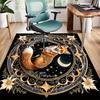 Fox and Moon Round Rug for Bohemian Interiors - Celestial Theme, Exotic Animal Pattern Anti slip carpet can be machine washed