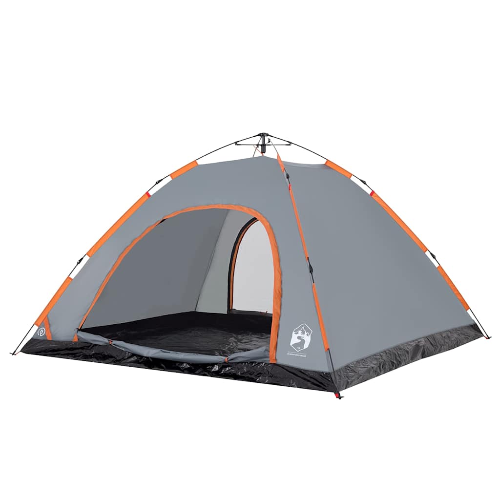 5 Person Camping Tent in Grey and Orange with Quick Release System