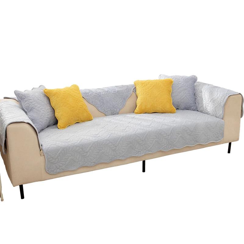Plush Grey Corner Sofa Cover L Shape Sofa Chaise Cover Lounge Non-slip Seat Armchair Couch Cover Modern Sofas for Living Room