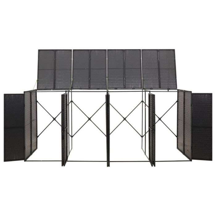 VidaXL Abri pour poubelle quadruple Noir 274x80x117 cm Résine tressée 319863