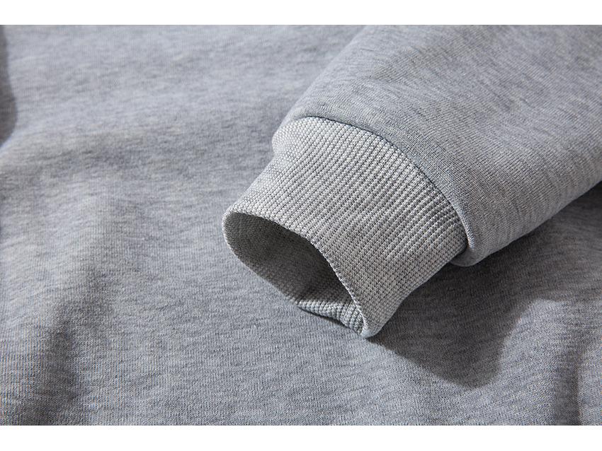 Unisex Solid Color Round Neck Fleece Hoodie Set