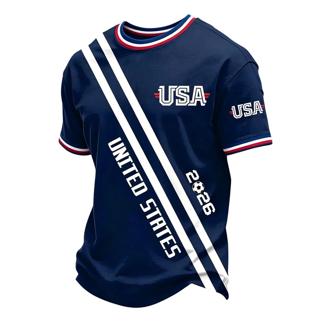 Men's Casual Lightweight Breathable Short Sleeve Crew Neck T Shirt with Graphic Print USA Design for Everyday Wear