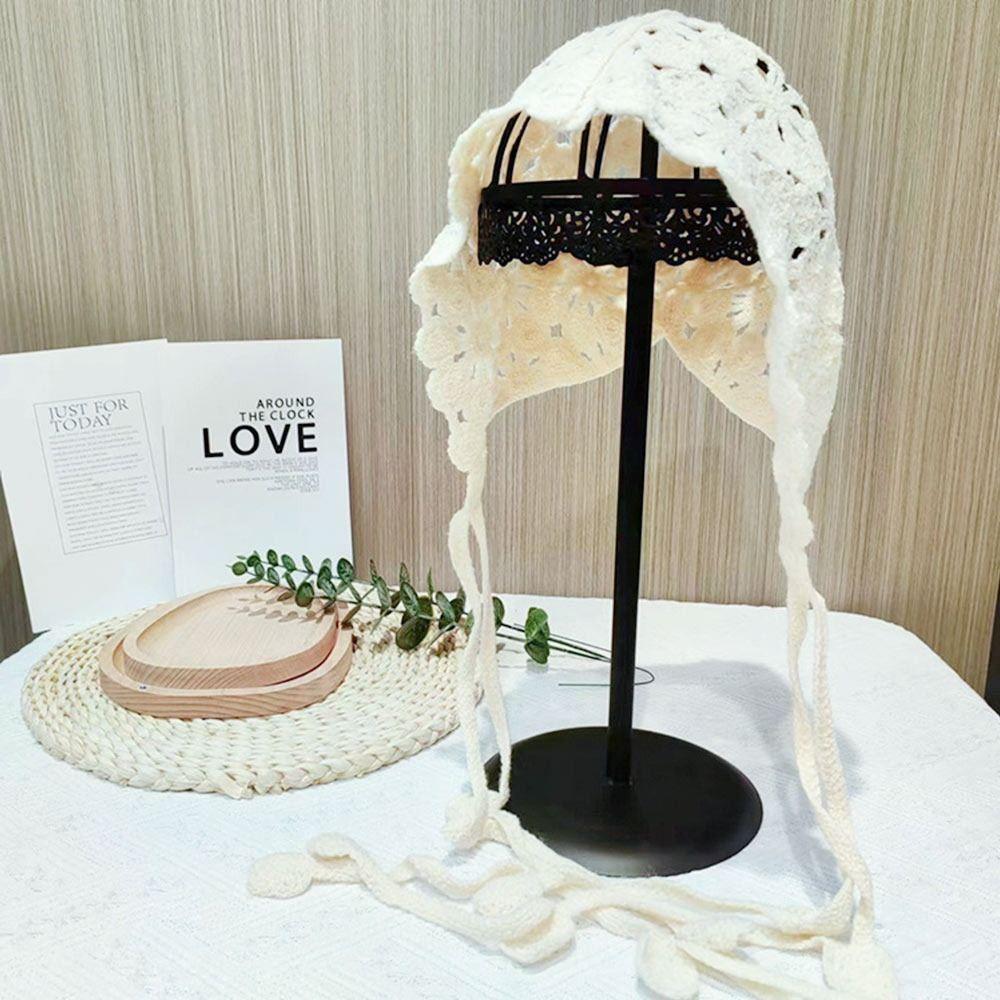 Bohemian Beret Cap Hand-knitted Knitted Hat Fashion Summer Flower Hat  for Women