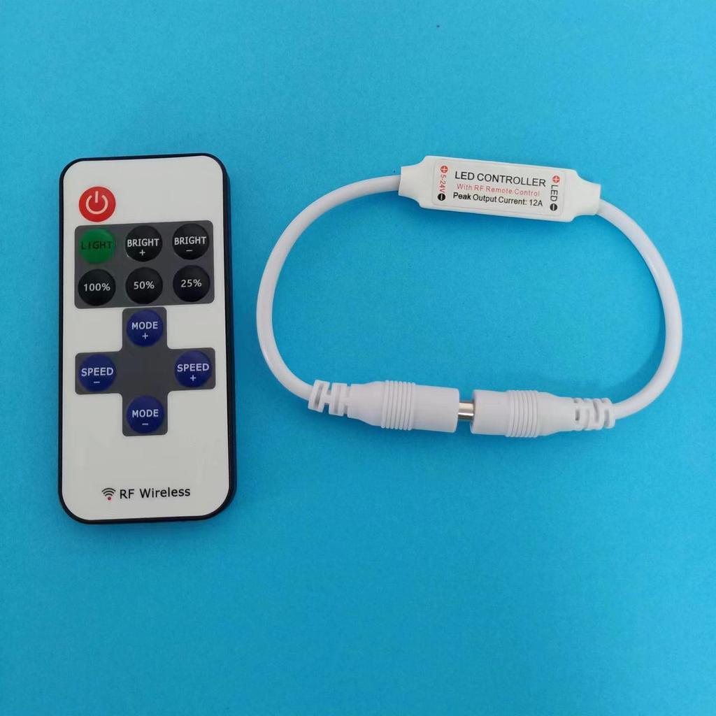 Contrôleur RF Sans Fil pour Bandes LED (5-24 V) avec variateur et télécommande RF11 pour guirlandes à fil de cuivre monocolores