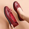 2025 Sandals Soft Sole Leather Shoes Anti Slip Middle and Old Age Hole Shoes Women's Flat Sole Anti Slip Hollow Breathable