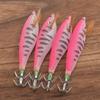 4Pcs Artificial Simulation Fish Lure Bait Fishing Tackle Dual Squid Hook with Luminous Stick Slotpink