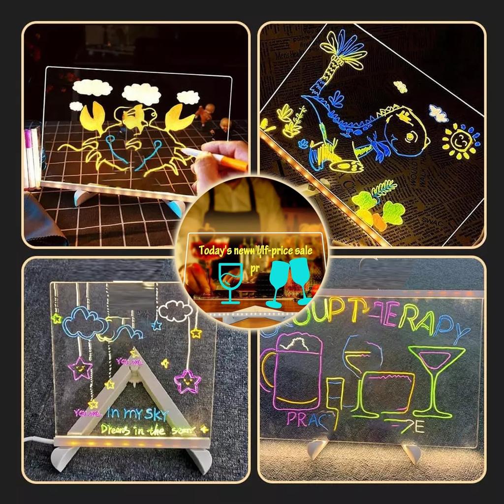 LED Note Board With Color Acrylic Dry Erase Light Up Notepad With Adjustable Stand For Desktop Glow Memo Home Rewritable Message