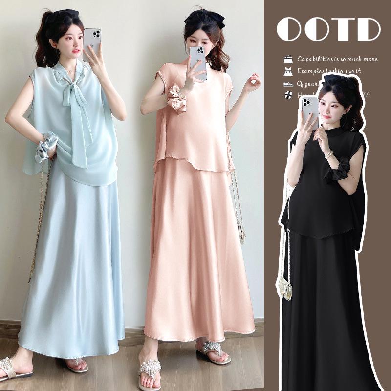 Elegant Summer 2026 Plus Size Maternity Two-Piece Set - Stylish & Comfortable 2XL