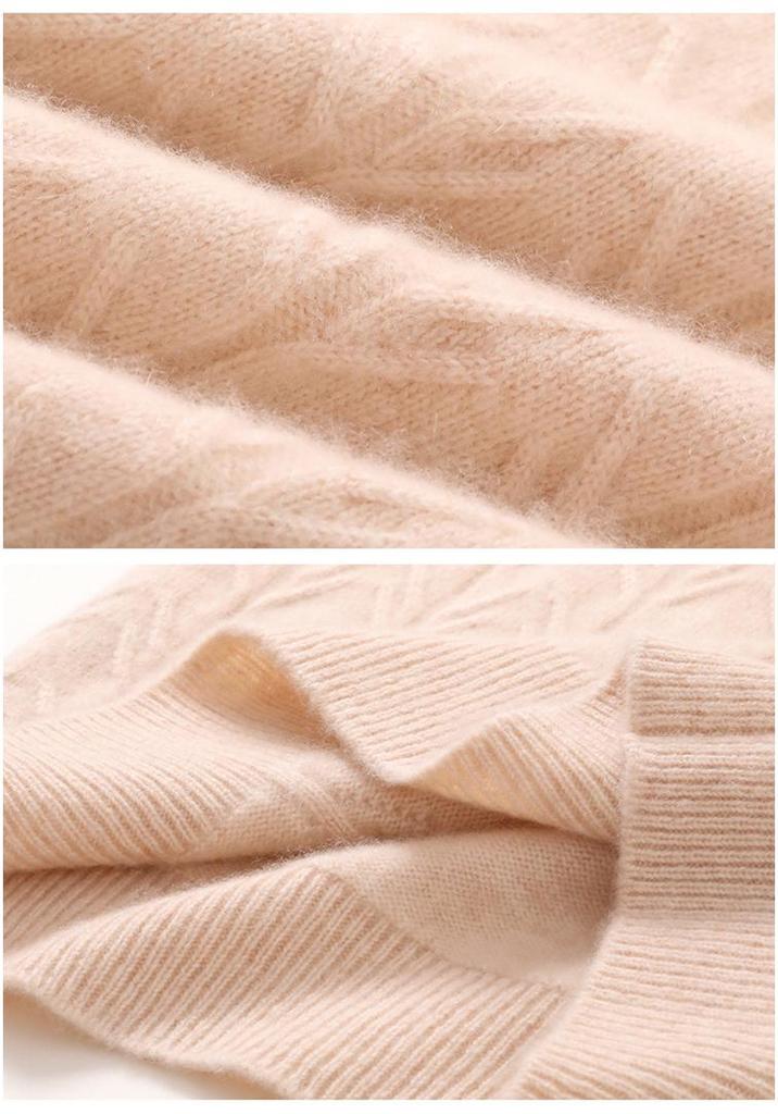Women's 2025 Double-strand Thick Branch Pattern Half-high Collar Cashmere Wool Knit Sweater