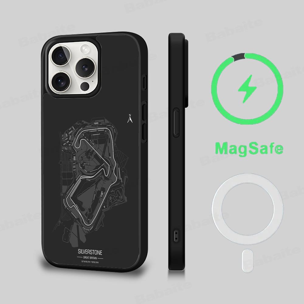 F1 Race Track Prints Phone Case Magnetic Case For IPhone 16 14 13 12 11 15 Pro Max Plus For Magsafe Wireless Charge Cover