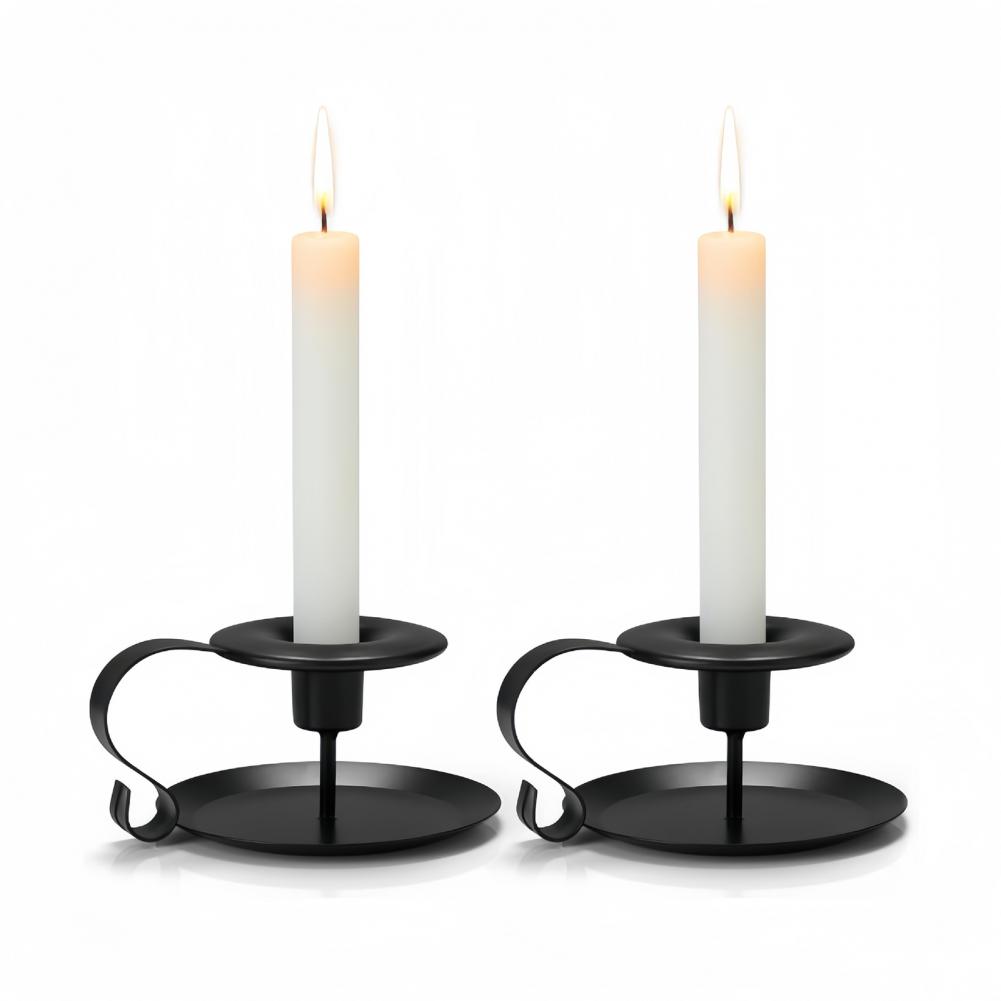 Iron Art Candle Holder Taper Candle Holder Vintage Metal Candlestick Set with Handle for Home Decor Wedding Party Table