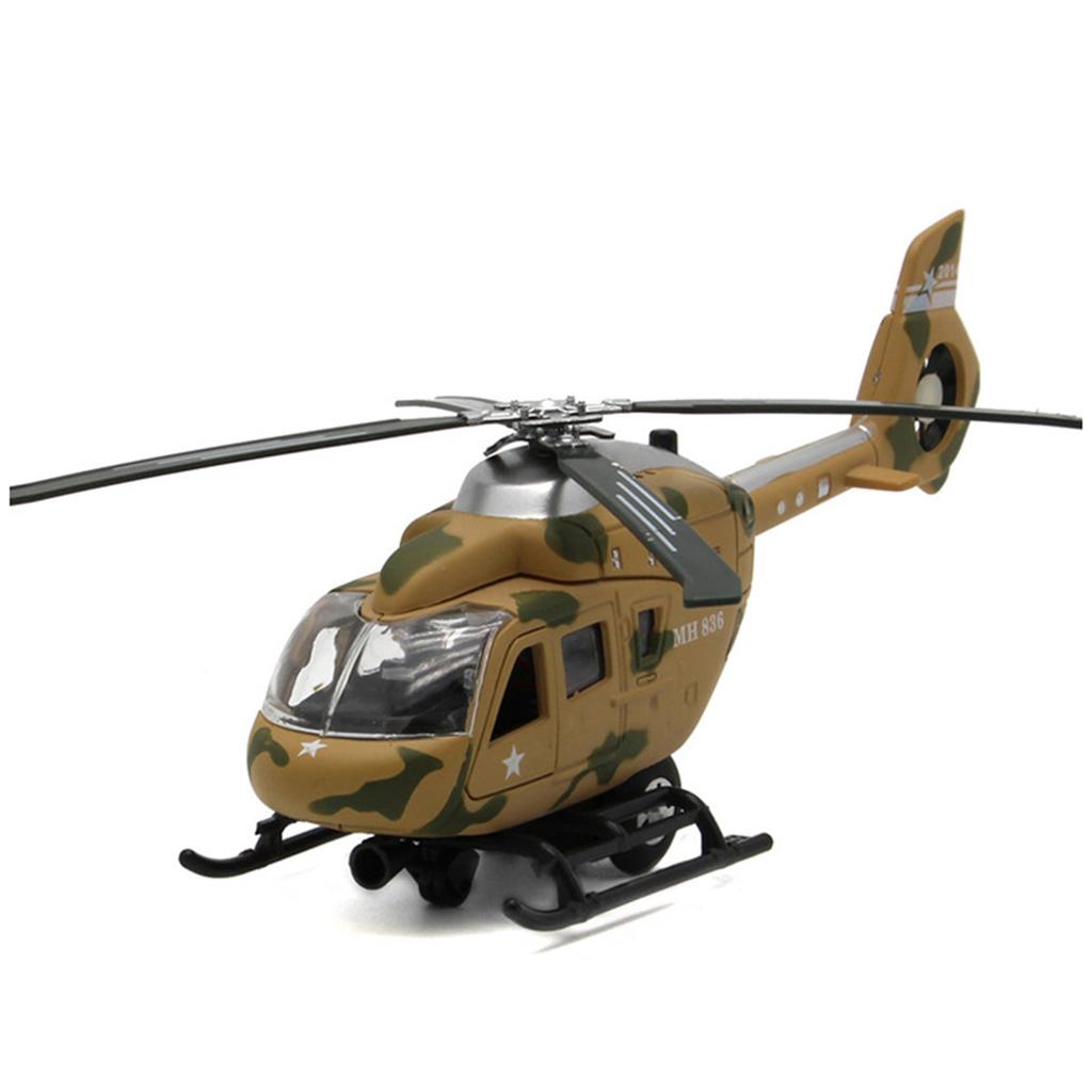 1/64 Scale Military Helicopter Alloy Toy Model with Retroactive Motion, Sound & Light Effects - Ideal for Kids' Play & Collectio