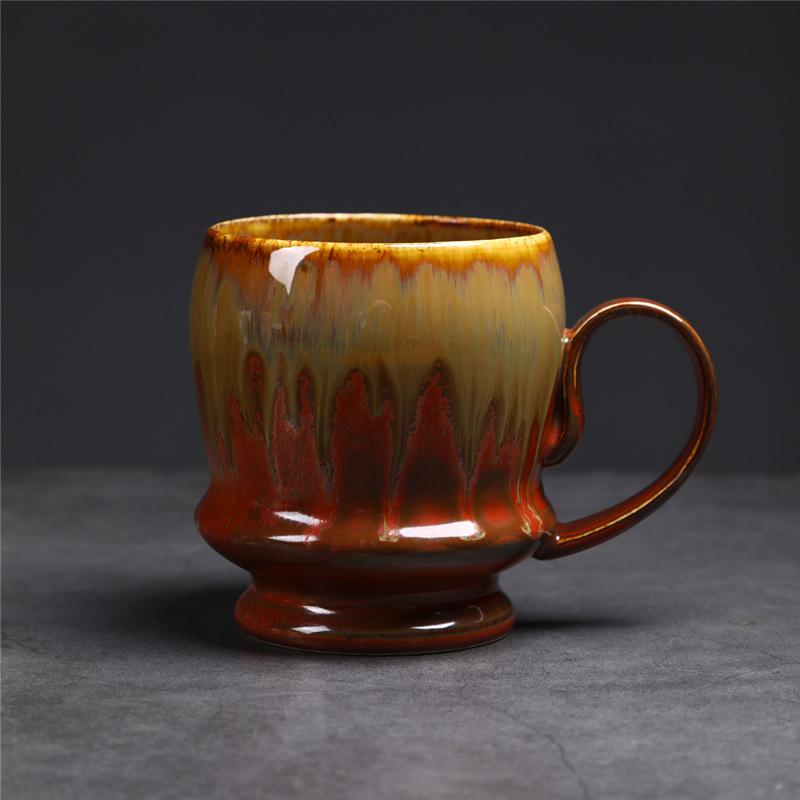 Tasse en céramique de grande capacité de style moyen-oriental Grand approvisionnement Tasse à eau à glaçure changeante au four Tasse à café rétro