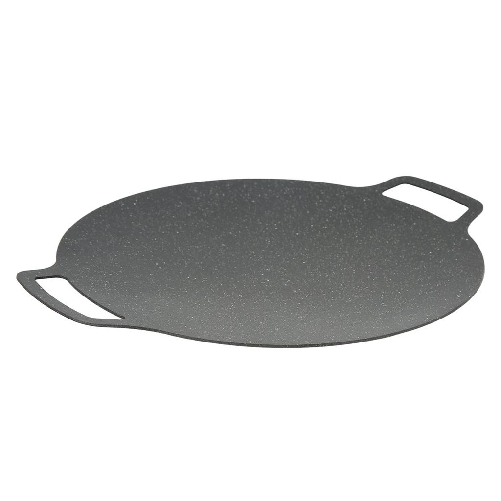 Grill Plate Stick Proof Round Prevent Greasy Portable Barbecue Frying Plate with Dual Handle for Camping Picnic