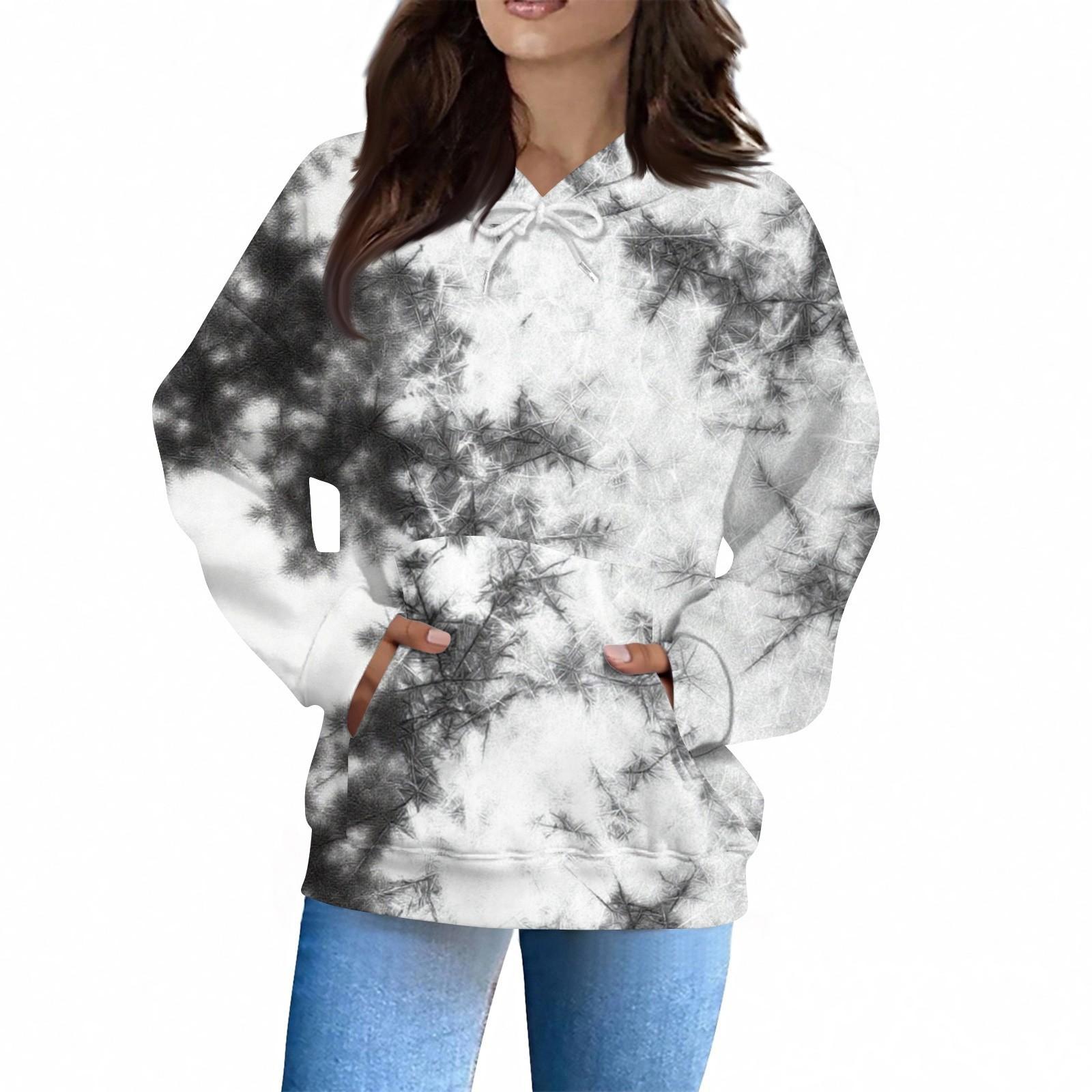 

Женская Мода Повседневная Толстовка Длинный Рукав Принт Топ XXL