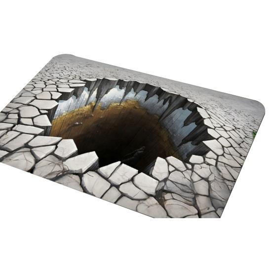 3D Optical Illusion Floor Mat Realistic Hole Door Mat for Living Room And Entry Area Non-Slip Soft Pet-Friendly Rug Interactive Visual Effect Carpet