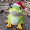 Christmas Santa Hat Frog Statue Indoor Outdoor Garden Frog Resin Figurine Sculpture Planter Pot Desktop Decoration Ornament
