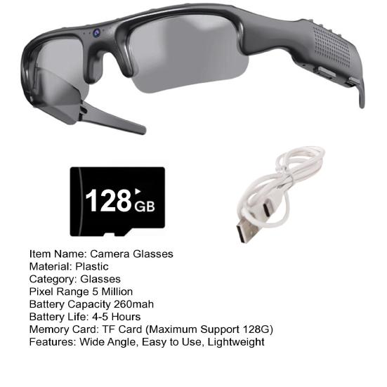 1080P Cycling Sports Camera Glasses 140 Degrees Wide Angle WiFi Video Camera Sunglasses Outdoor Travel Biking Recording Camera Eyeglasses