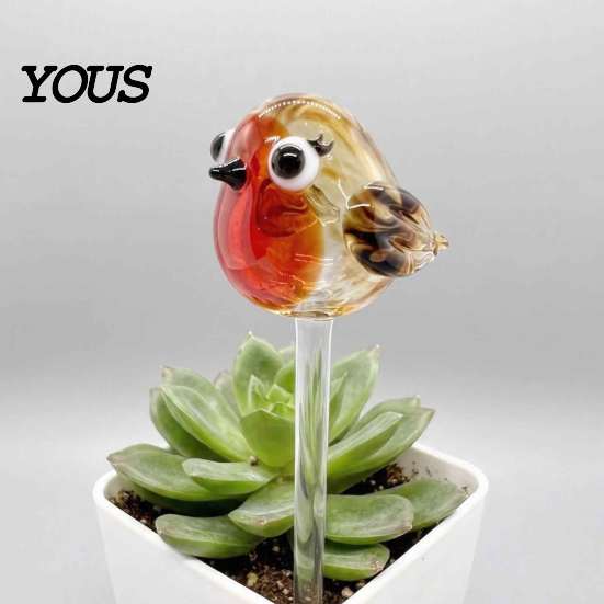 Decorative Plant Inserts for Pots Handmade Stained Glass Stake, Octopus Bird Turtle Animal Durable Decorations Shape Garden Ornament Potted