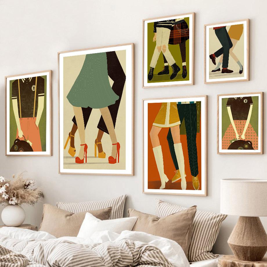 Dancing Couple Illustration Card Northern Soul Girl Wall Art Canvas Painting Nordic Posters Prints Pictures Living Room Decor