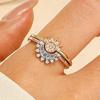 New Adjustable Sun and Moon Overlapping Wear Ring for Women Girls 2024 Sparkling Couple Rings Set Finger Wedding Jewelry Gifts