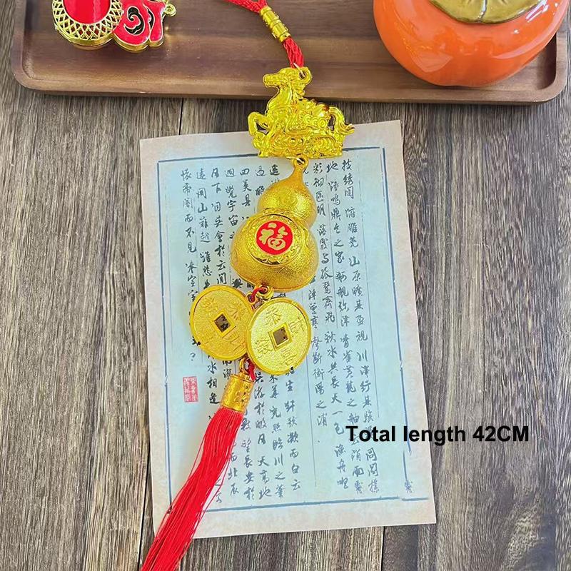 2026 Year Of The Horse Wall Hanging Ornament Green Plant Potted Lucky New Year Decoration 2026 Year Of The Horse Wall Hangingift