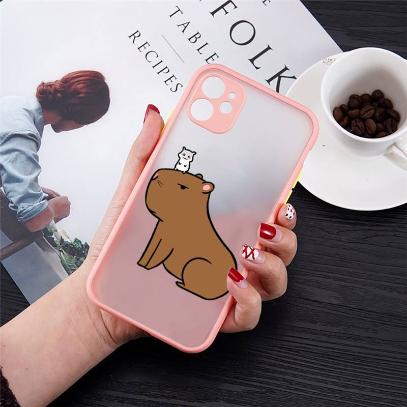 Capybara Cute animal cartoon Phone Case matte transparent For iphone 7 8 11 12 13 plus mini x xs xr pro max cover