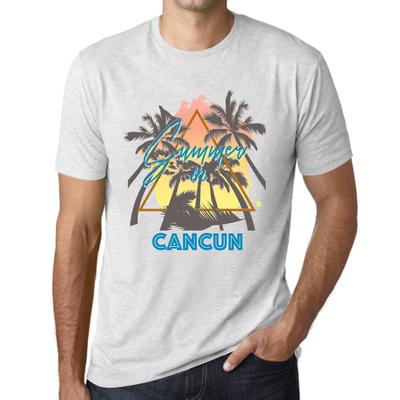 Herren Vintage T-Shirt Grafik T-Shirt Sommer Dreieck Cancun Vintage Weiß