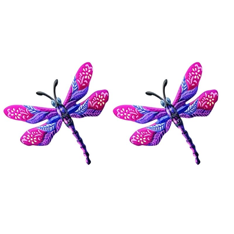 2 Stück Eisenkunst Libellen Wandbehang Dekoration Ideal für Wohnzimmer und Hinterhof Einweihungsgeschenk