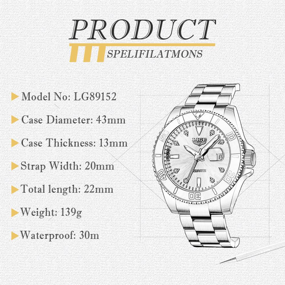 LIGE Neu Top Marke Luxus Männer Uhr Mode Lässig Wasserdicht Datum Uhr Quarz Uhren