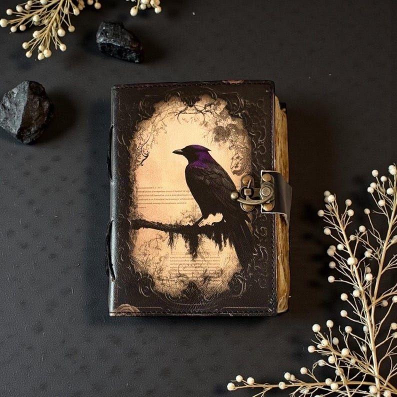 Raven Leather Journal: Gothic Wiccan Grimoire, Book of Shadows