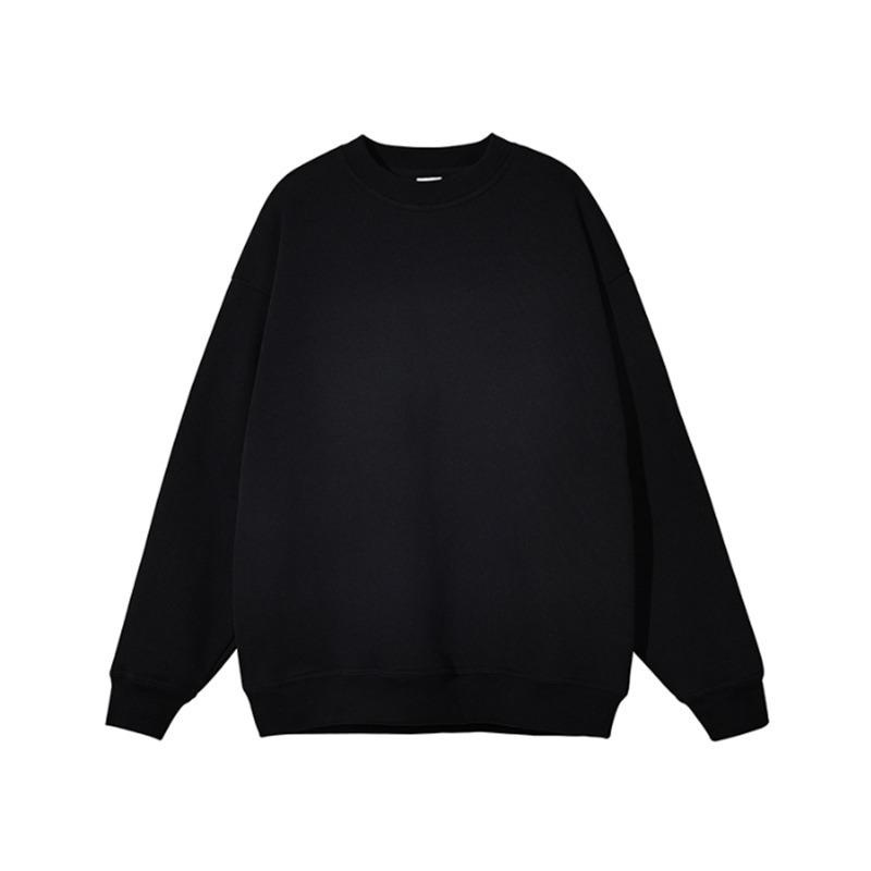 Men's Grey Fleece-Lined Crewneck Sweatshirt: 2025 Spring/Autumn, Long Sleeve, Loose Fit, Casual Plus Size