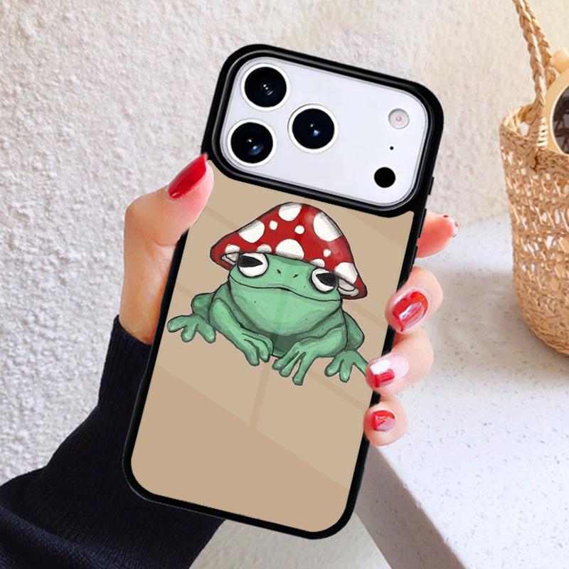Mushroom Frog Cartoon Phone Case For iPhone 17 Air 16 15 14 13 12 11 Pro Max Plus
