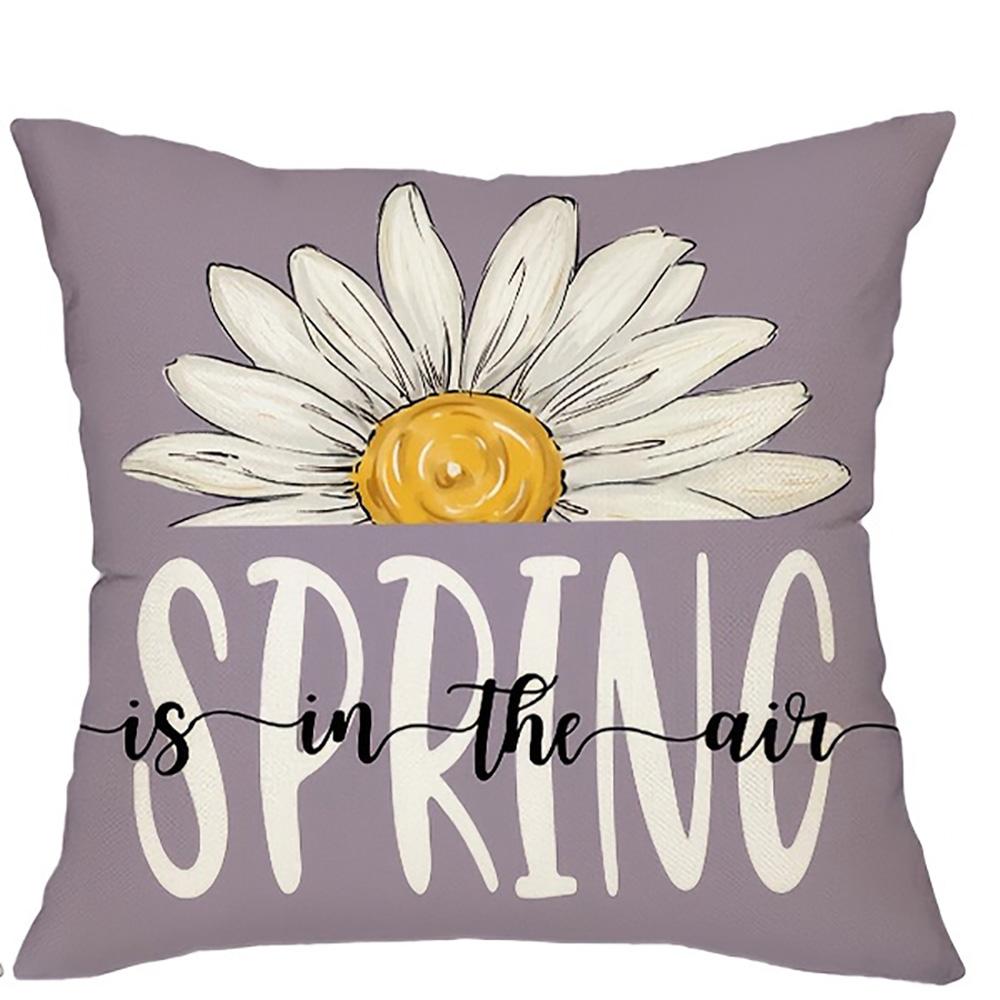 

1/4pcs Spring-Themed Gnome & Flower Printed Pillowcases Sofa cushion cover home bedroom room decoration 45x45cm-1pcs