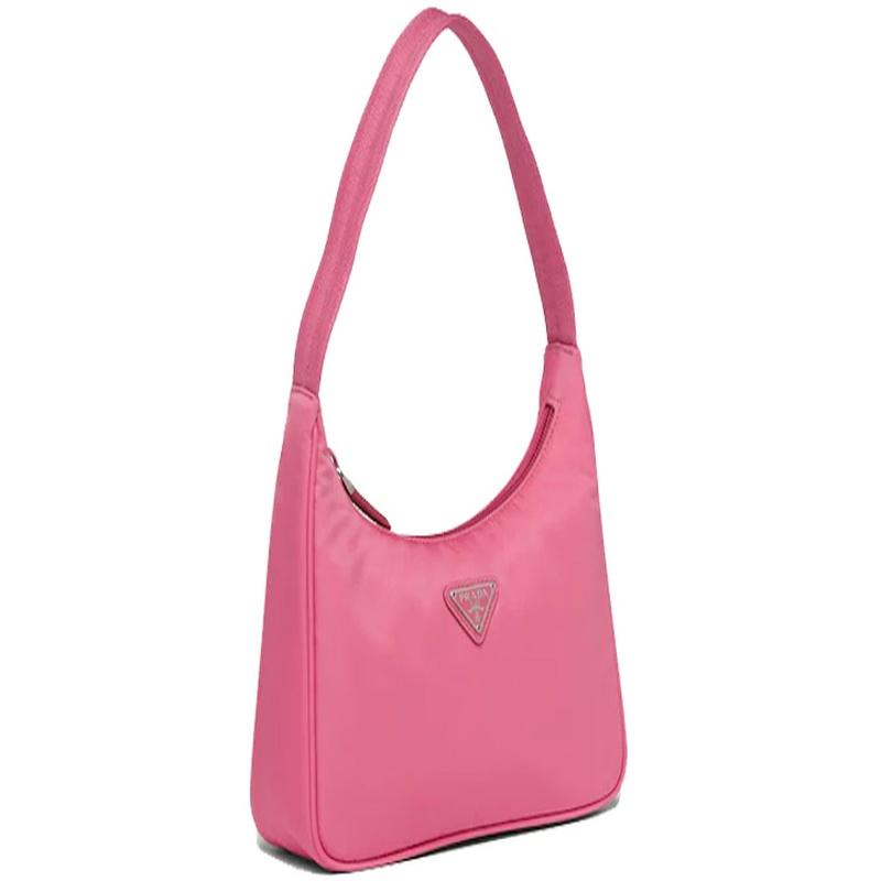 Prada 2000 Triangle Label Nylon Nylon Bag Underarm Bag Handbag Shoulder Bag Women's Begonia Pink Dark Pink
