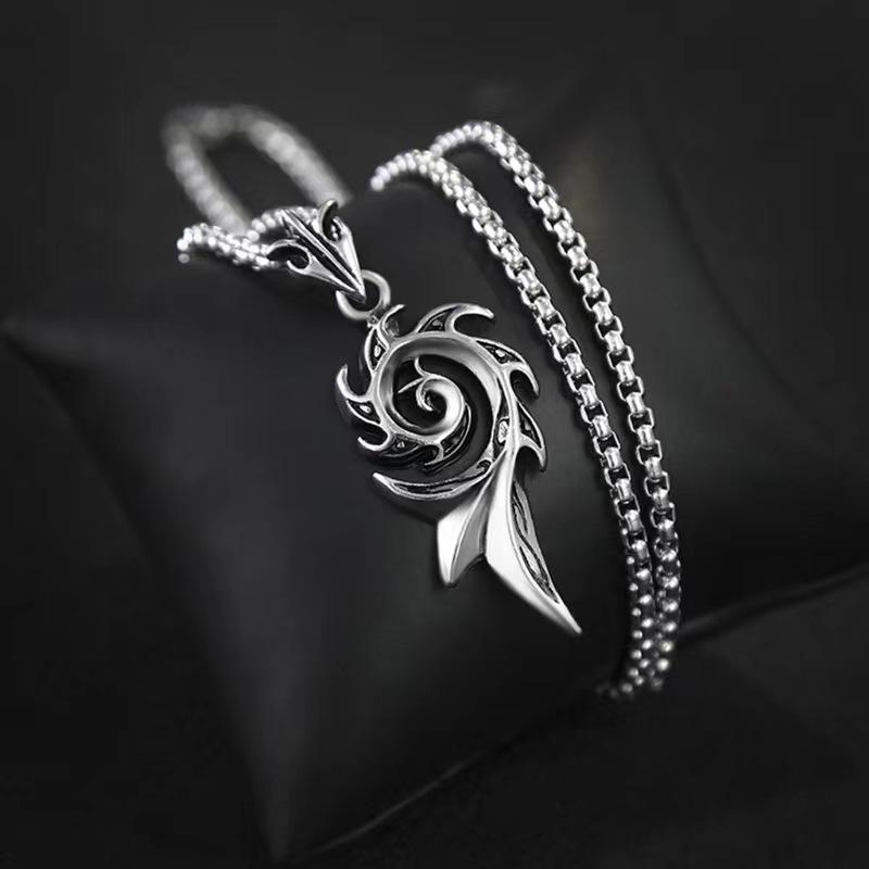 Long Versatile Simple Titanium Steel Sweater Chain Personalized Ins Hip Hop Pendant Phoenix Tail Necklace Men's Trendy Brand Accessories Women